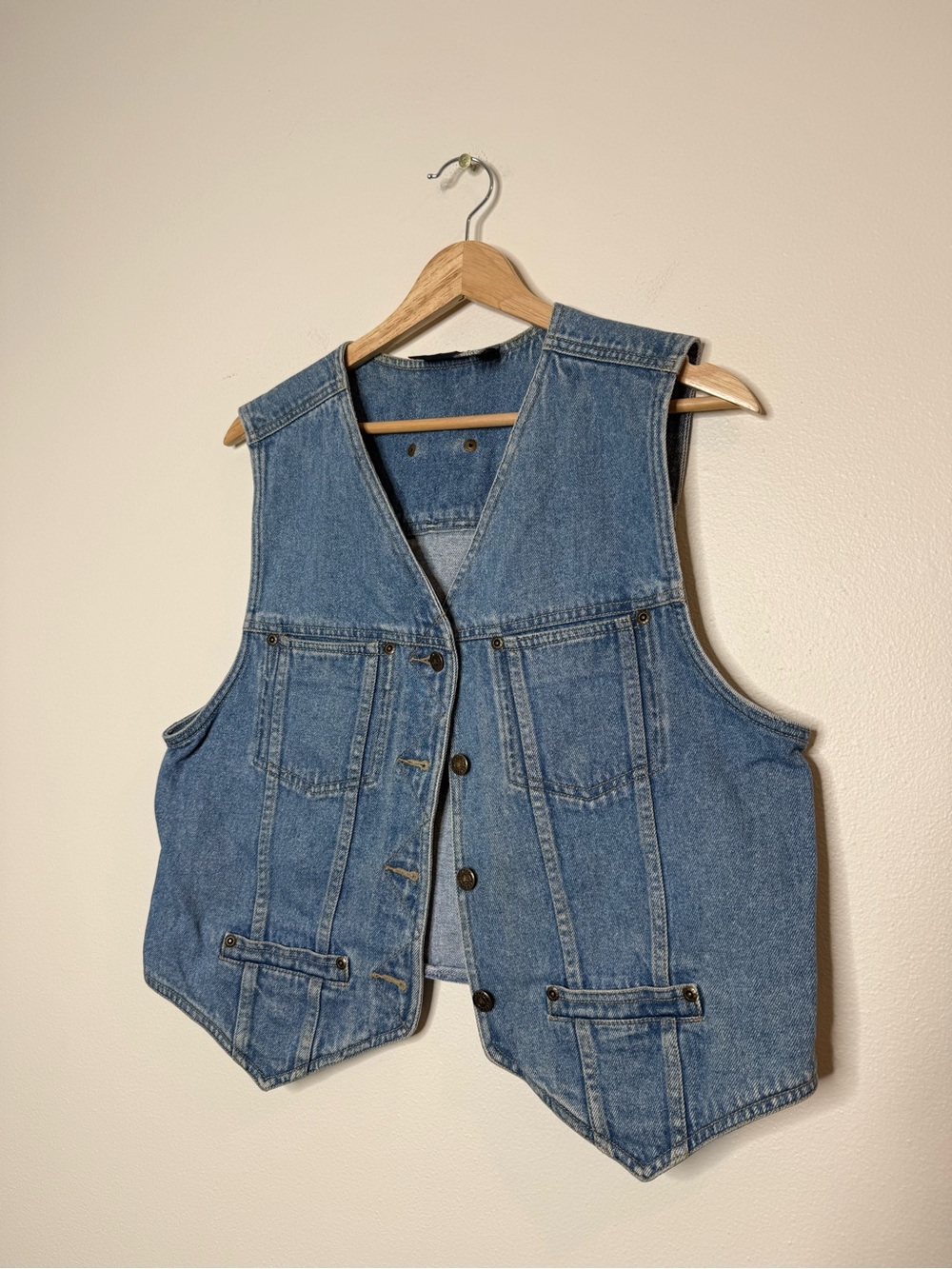 Vintage Liz Wear Petite 100% Cotton Denim Vest size medium - Picture 5 of 5